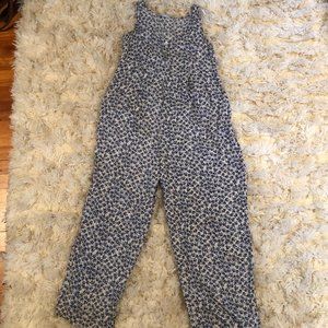 Moda International - Jumpsuit - Floral - Vintage - Blue&White - Pockets - Sz S